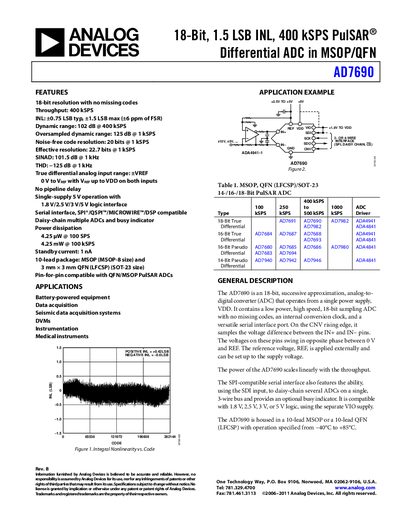 Analog Devices AD7690 Datasheet - cover page