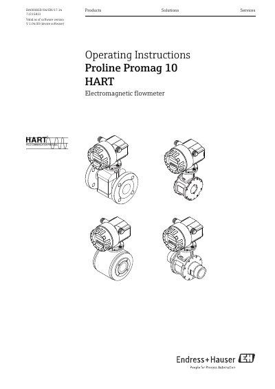 Endress+Hauser Promag 10 HART Electromagnetic Flowmeter User Manual