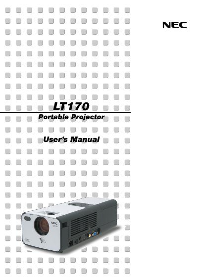 NEC LT170 Portable Projector User’s Manual - cover page