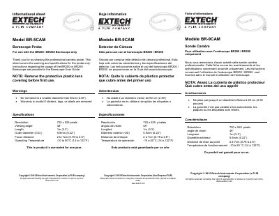 Extech BR-9CAM Borescope Probe Informational Sheet