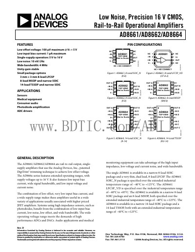 Analog Devices AD8661/AD8662/AD8664 Datasheet - cover page