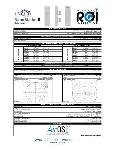 Ubiquiti NanoStation 5 Datasheet