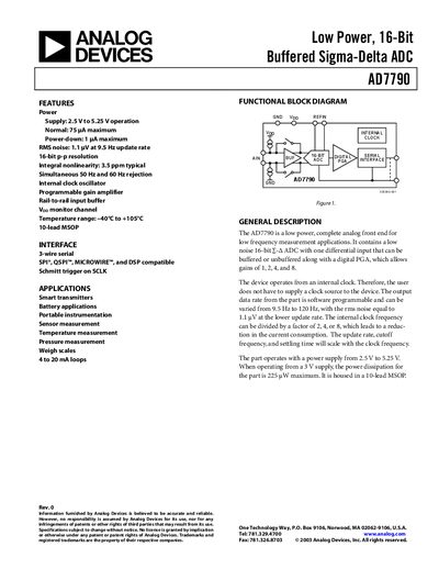 Analog Devices AD7790 Datasheet - cover page
