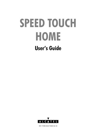 Alcatel Speed Touch Home User's Guide - cover page