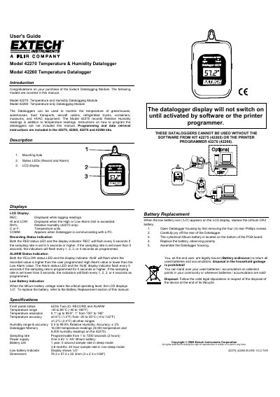 EXTECH EasyView Dual K Thermometer Model EA10 user manual - cover page