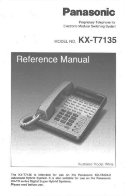 Panasonic KX-T7135 Reference Manual - cover page
