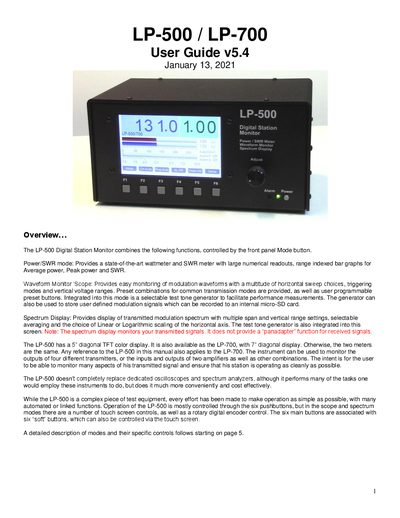 LP LP-500 / LP-700 User Guide - cover page