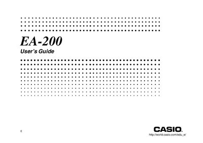 Casio EA-200 User's Guide - cover page