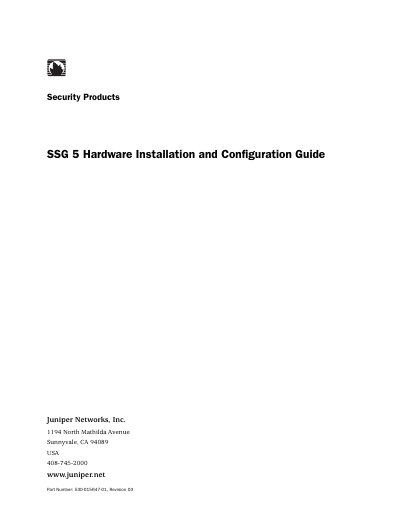 Juniper SSG 5 Installation and Configuration Guide - cover page