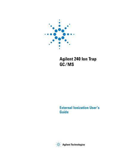 Agilent 240 Ion Trap GC/MS External Ionization User Guide - cover page