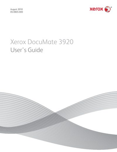Xerox DocuMate 3920 Scanner User's Guide - cover page