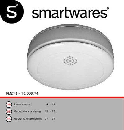 Smartwares RM218 Smoke Alarm Device User Manual - cover page