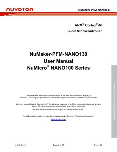 Nuvoton NuMaker-PFM-NANO130 User Manual - cover page