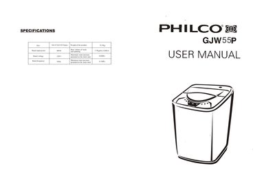 Philco GJW55P Washing Machine User Manual - cover page