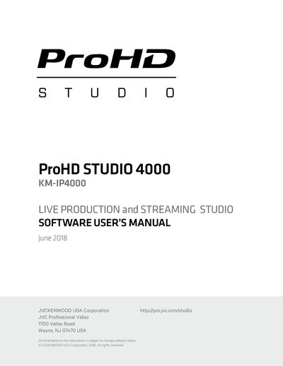 JVC ProHD Studio KM-IP4000 User Manual - cover page