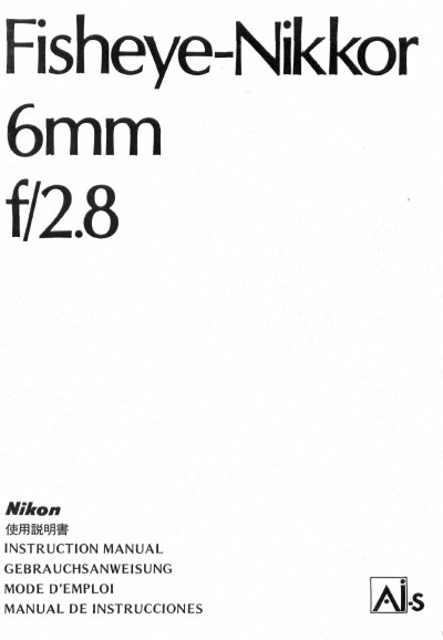 Nikon Fisheye-Nikkor 6mm f/2.8 User Manual - cover page