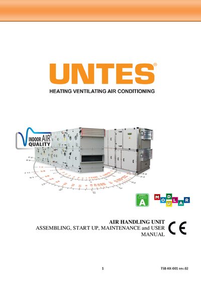 Untes TSB-KK-001 Air Handling Unit Assembling, Start‑Up, Maintenance User Manual - cover page