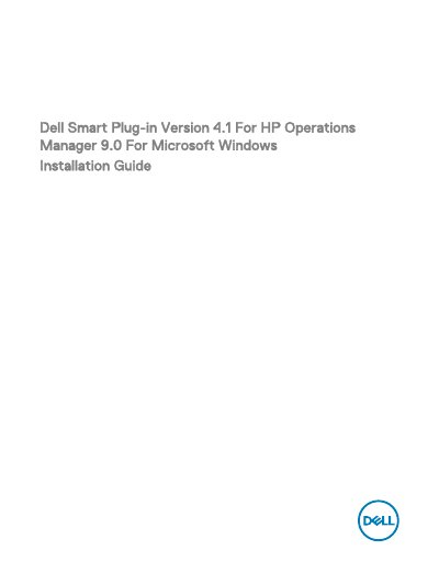 Dell Smart Plug-in Version 4.1 Installation Guide for HP Operations Manager 9.0 - cover page