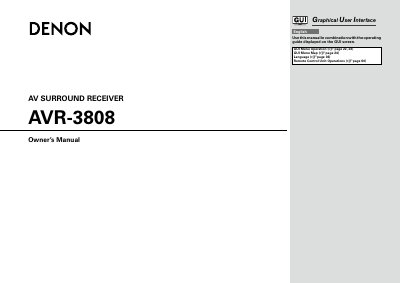 Denon AVR-3808 AV Receiver User Manual - cover page