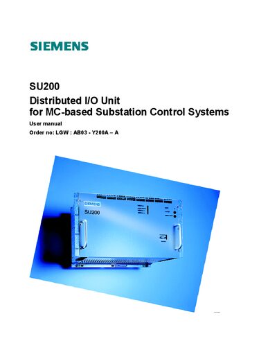 Siemens SU200 Distributed I/O Unit User Manual