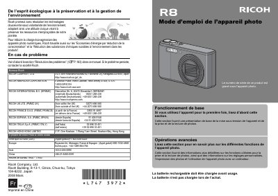 Ricoh R8 Digital Camera User Manual - cover page