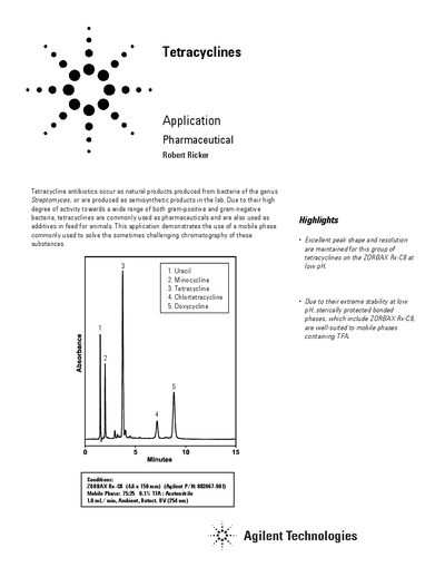 Agilent Tetracyclines Pharmaceutical Application Note - cover page