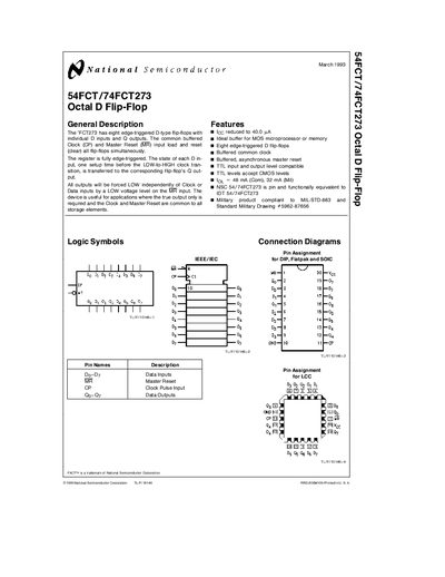 National Semiconductor 54FCT/74FCT273 Octal D Flip-Flop Datasheet - cover page