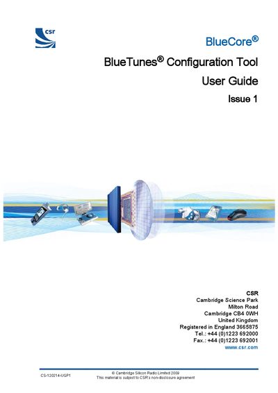 CSR BlueCore BlueTunes Configuration Tool User Guide