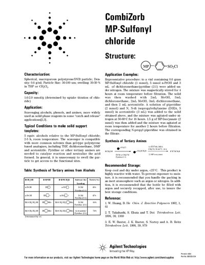 Agilent CombiZorb MP-Sulfonyl chloride Datasheet - cover page