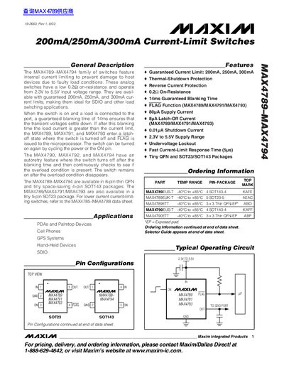 MAXIM MAX4789-MAX4794 Current-Limit Switches Datasheet - cover page
