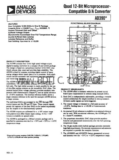 Analog Devices AD390 Datasheet - cover page