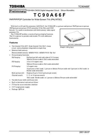 Toshiba TC90A66F Datasheet - cover page
