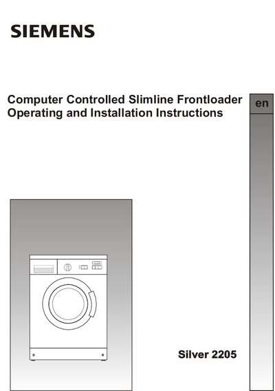 Siemens Silver 2205 Frontloader Washing Machine User Manual