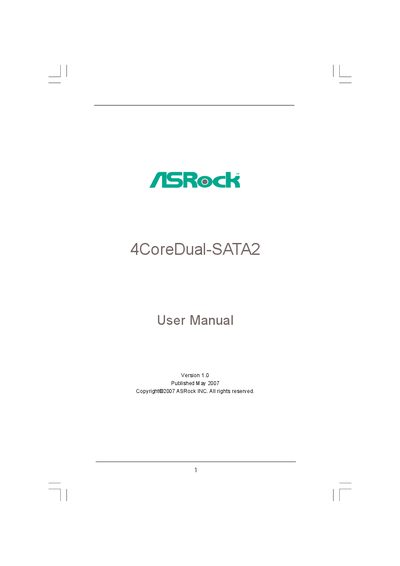 ASRock 4CoreDual-SATA2 Motherboard User Manual - cover page