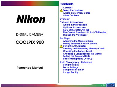 Nikon COOLPIX 900 Digital Camera Reference Manual - cover page