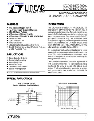 LINEAR LTC1096/LTC1096L LTC1098/LTC1098L handbook - cover page