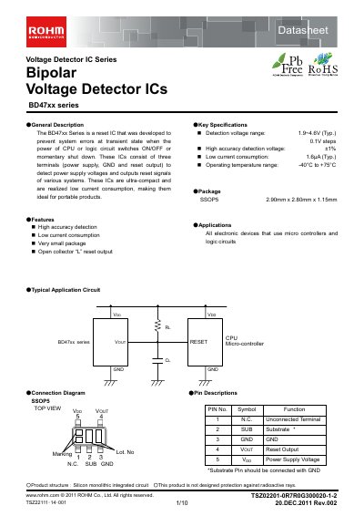 ROHM BD4719G Manual - cover page