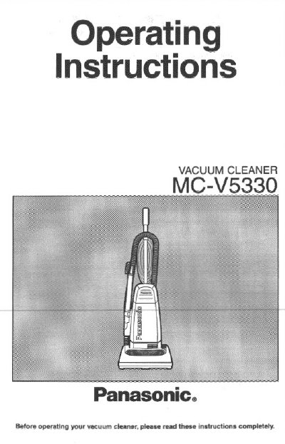 Panasonic MC-V5330 Vacuum Cleaner Operating Instructions - cover page