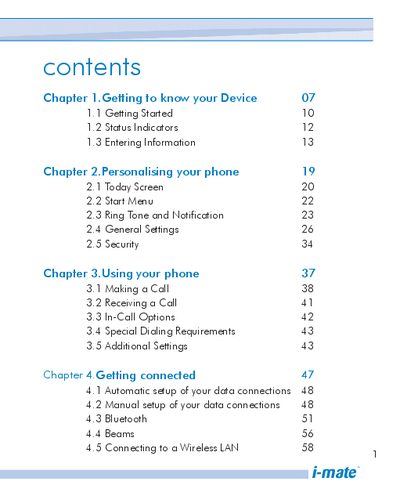 i-mate Phone User Manual - cover page