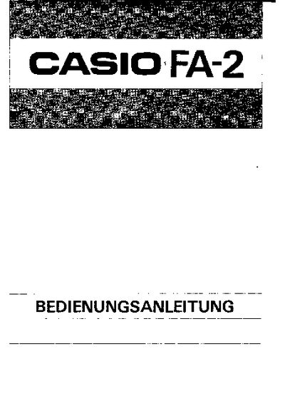 Casio FA-2 Tape Recorder Adapter User Manual - cover page