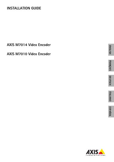 Axis M7014/M7010 Video Encoder Installation Guide - cover page