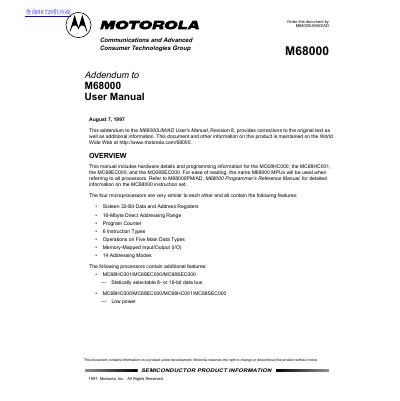 MOTOROLA Semiconductor MC6800 user manual