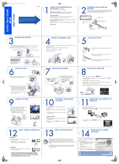 Olympus E-3 Quick Start Guide - cover page
