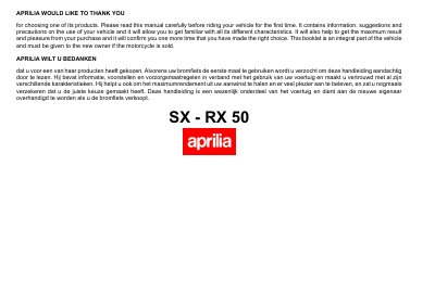 aprilia 867469_LUM_SX-RX 50 EN-NL Manual