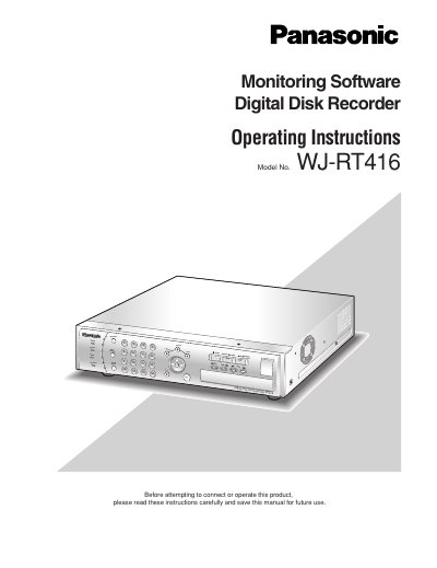 Panasonic WJ-RT416 Digital Disk Recorder Operating Instructions - cover page