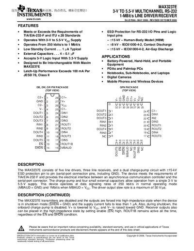 Texas Instruments MAX3237E Datasheet