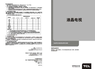 TCL D46P6100D/D55P6100D Television User Manual - cover page