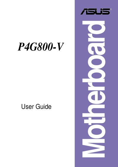 ASUS P4G800-V Motherboard User Guide - cover page