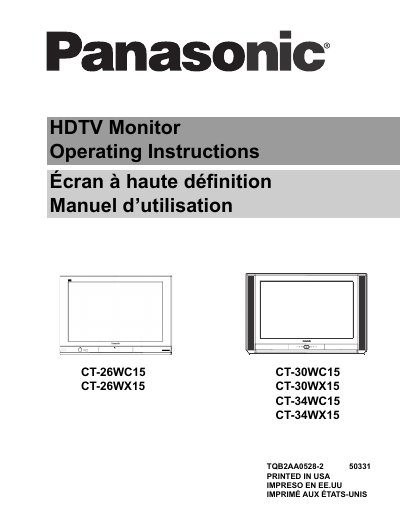 Panasonic CT-26WC15/CT-26WX15/CT-30WC15/CT-30WX15/CT-34WC15/CT-34WX15 Manual - cover page