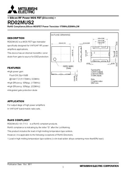 MITSUBISHI RD02MUS2 Manual - cover page